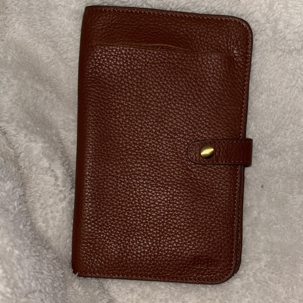 Brown Leather Wallet with Snap Closure